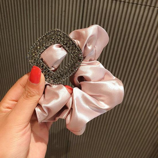 Elegant Korean Satin Scrunchie with Rhinestone Design