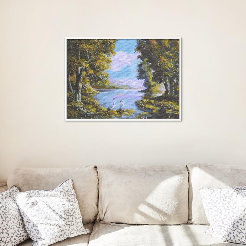 Malowanie Po Numerach Z Ramą Obrazy Do Malowania - Leśna Cisza 50X40 Cm