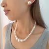New imitation pearl necklace, cold style retro beaded earrings, niche design necklace set