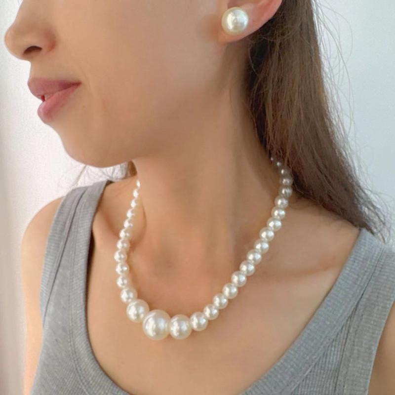 New Imitation Pearl Necklace, Cold Style Retro Beaded Earrings, Niche Design Necklace Set
