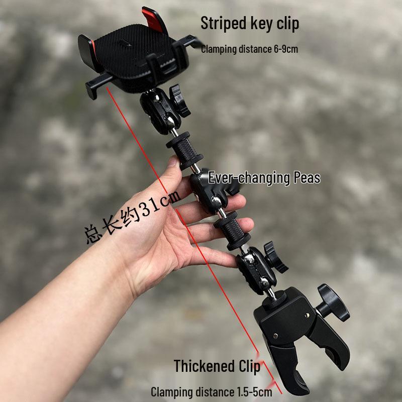 360° Shockproof Excavator Phone Holder with Rearview Mirror Mount and Heavy-Duty Crab Claw Clip for Trucks