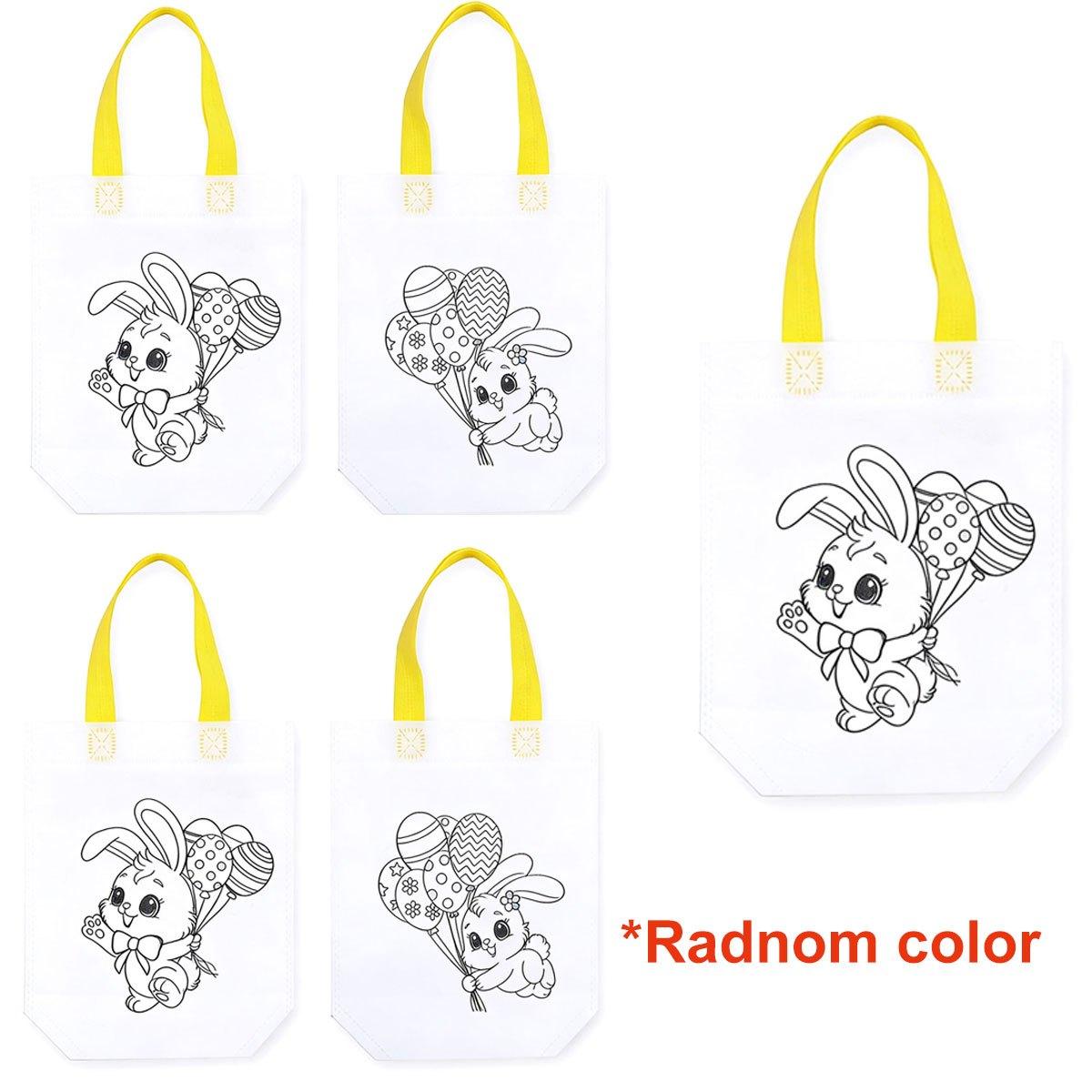 

5pcs Easter Double Sided Pattern Graffiti Bags Cartoon Egg Rabbit Gift Bag Non-Woven Painting Handbag ZSY Other