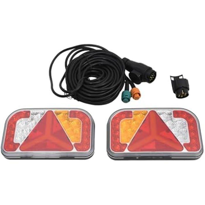 Feux de remorque - VIDAXL - 2 pcs - Rouge - LED 12 V - 24x5x14,5 cm