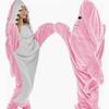Pijama Onesie Căptușită cu Flanel cu Desen Animat cu Rechin
