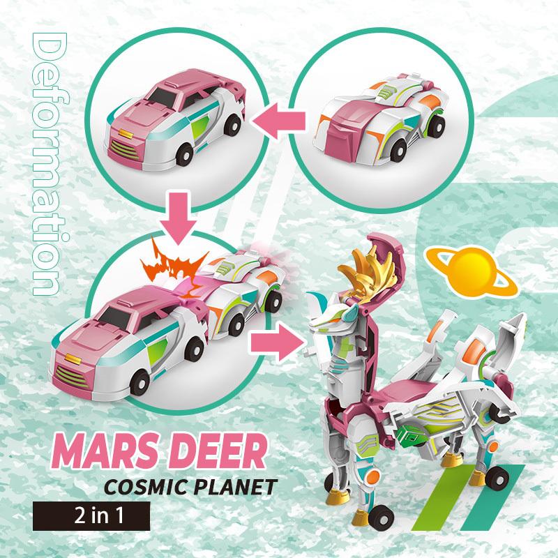 Mars Deer Collision Deformation Car Series 2 in 1 Portable Creative Magnetic Collision Transforming Cars Toys Gift for Kids Boy