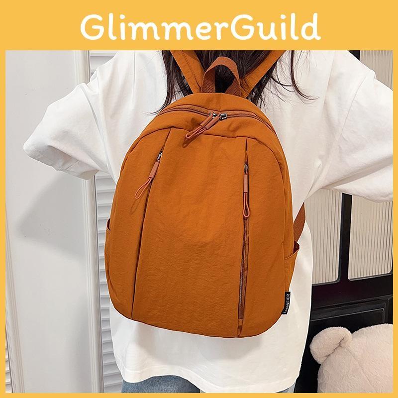 Solid Fashion Color Large Capacity Backpack Surface Inner Pocket School Travel