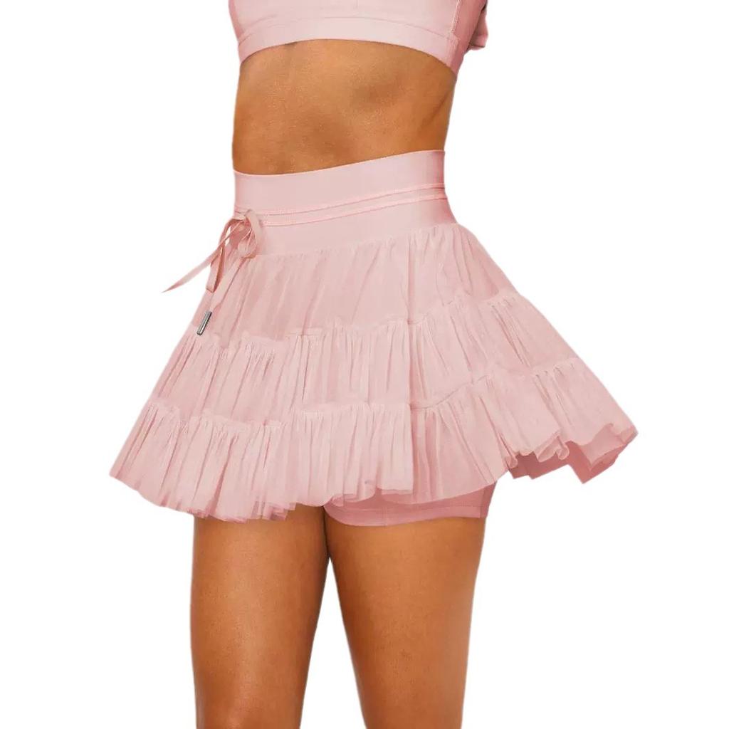 GMXIA Safety Skirt Lace Up Mesh Pleated Skirt Half Skirt Summer High Sense Skirt