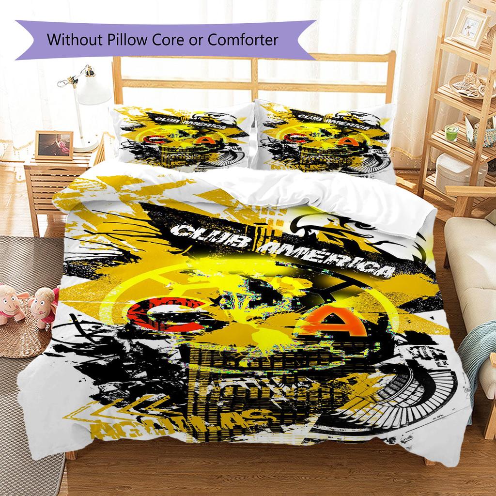 Club De Futbol América Pattern Bedding,Quilt Set Quilt Cover Pillowcase Home Birthday Gift(1 * Duvet Cover + 2 * Pillowcase, Without Core)