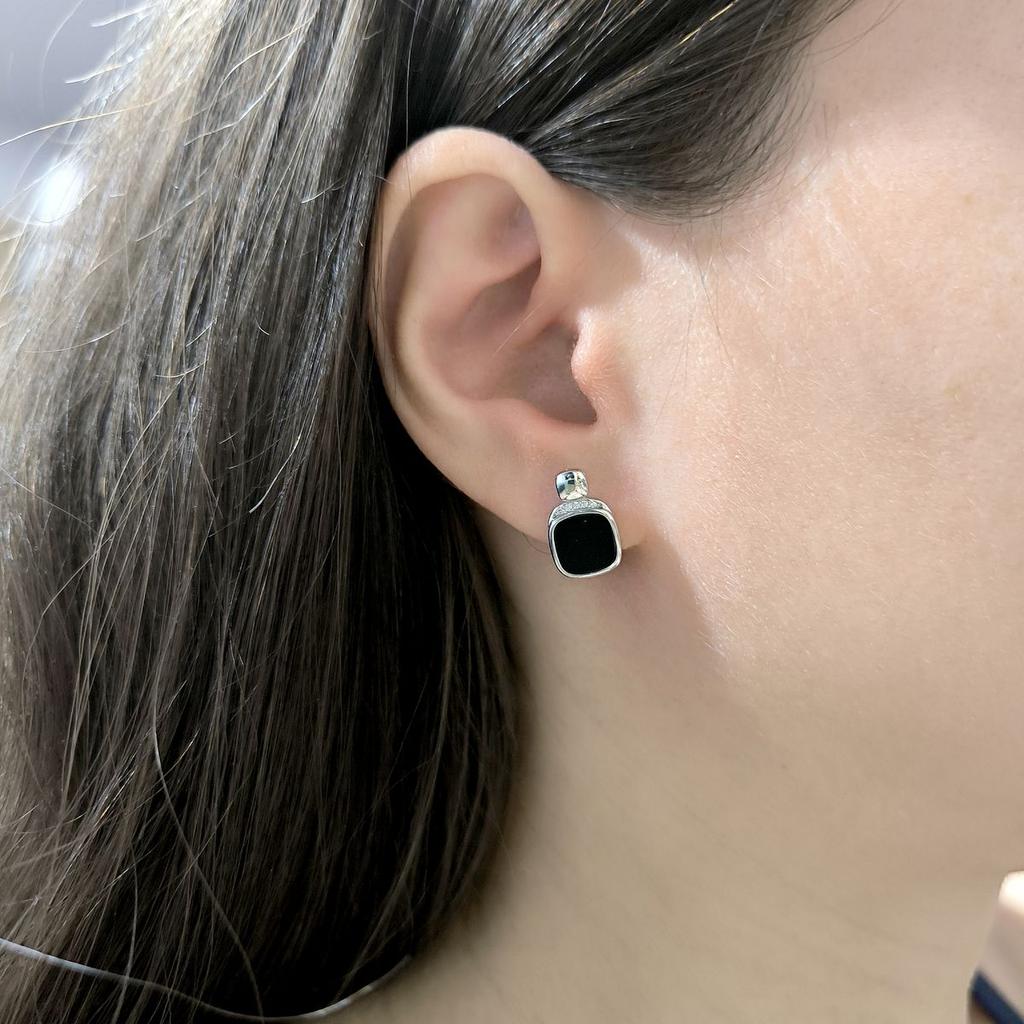 Silberohrringe mit natürlichem Onyx (60002117)