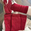 Three-Dimensional Relief Medium Tube Socks Cartoon Stacking Socks Dark Red Boneless Retro Socks Red Socks Big