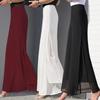 Falda pantalón de gasa para mujer, pantalones de cintura alta, falda de gasa suelta, pantalones informales rectos Shuai Ku, pantalones de pierna ancha con abertura
