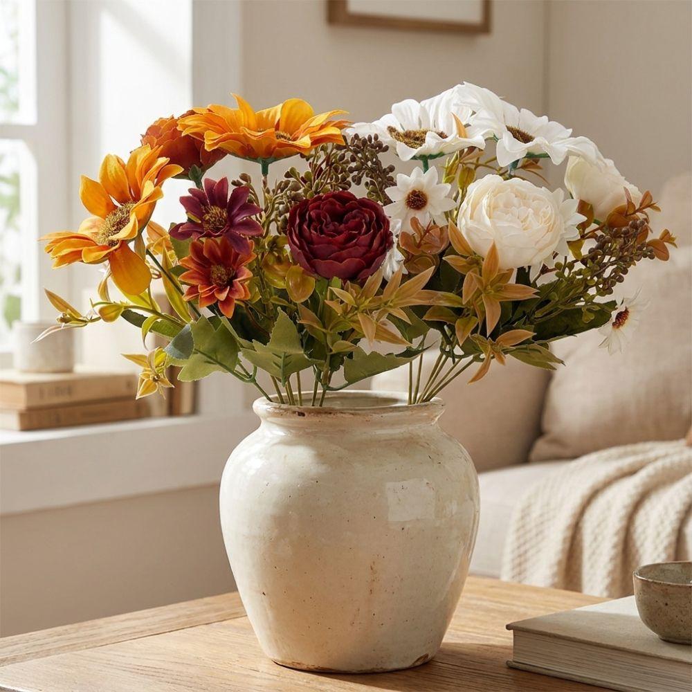 Mixed Floral Vintage Fall Artificial Flower Bunch Sunflower Floral Decor Home Indoor Decor