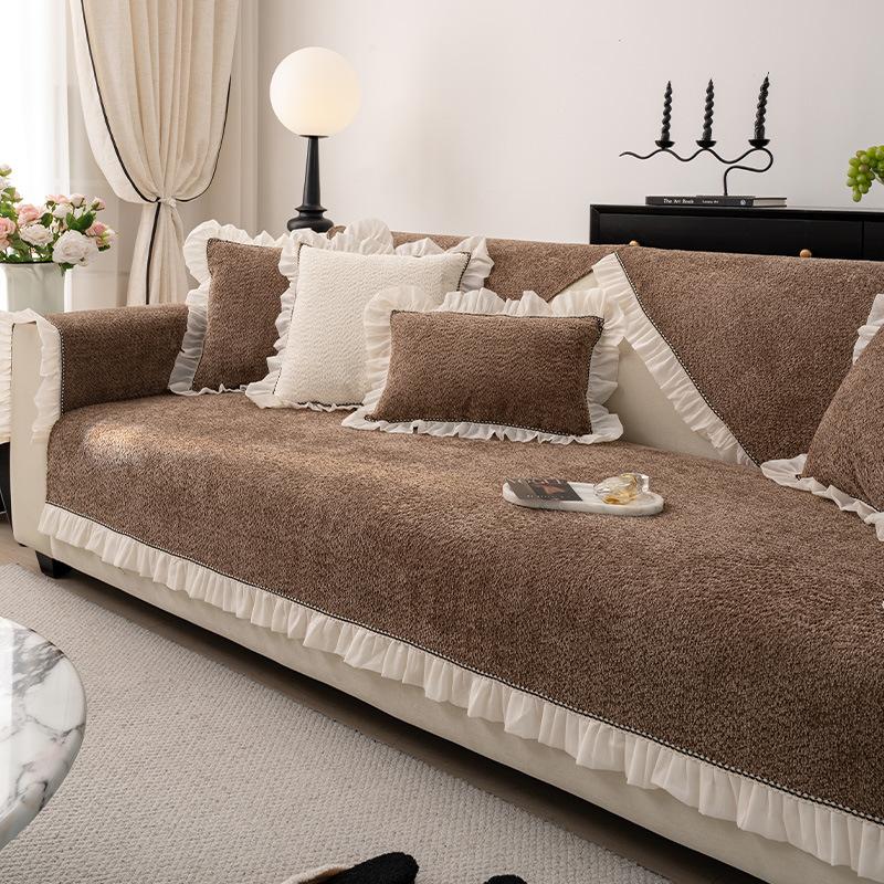 

Plush Sofa Cover Pad Non-Slip Sofa Seat Cushion New Four-Season Universal Light Luxury High-End Feeling Cover Cloth Towel Cover 70*70cm