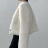 New Arrivals Open Run Women Fake Fur Silver Button Loose Fit Jacket