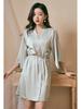 Ice Silk Long Sleeve Robe & Low-Cut Camisole Set - Spring/Summer Women's High-End Pajamas