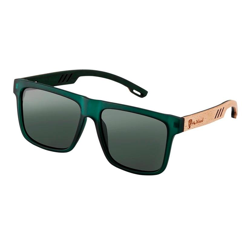 HU WOOD Men Women Sunglasses Polarized Square Sun Glasses Wooden Driving oculos2