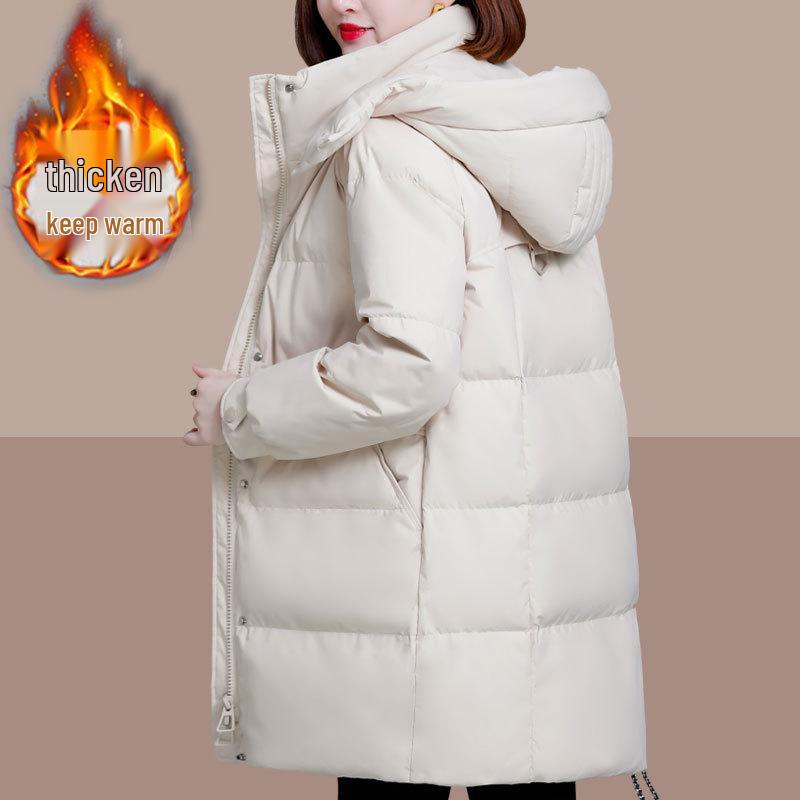 Women's Mid-length Quilted Cotton Coat: 2024 Winter Loose Plus Size, Thickened & Padded Jacket