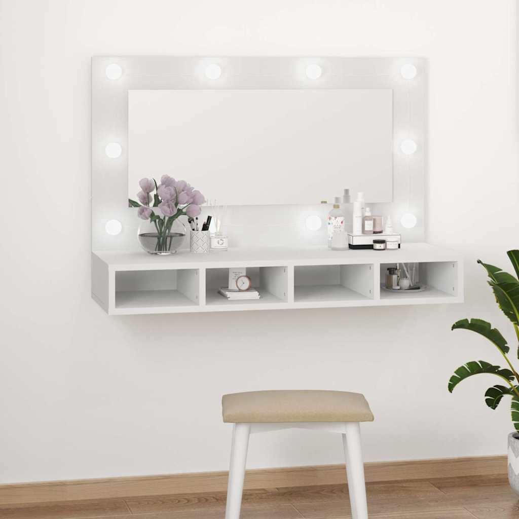 LED Mirror Cabinet in White 90
