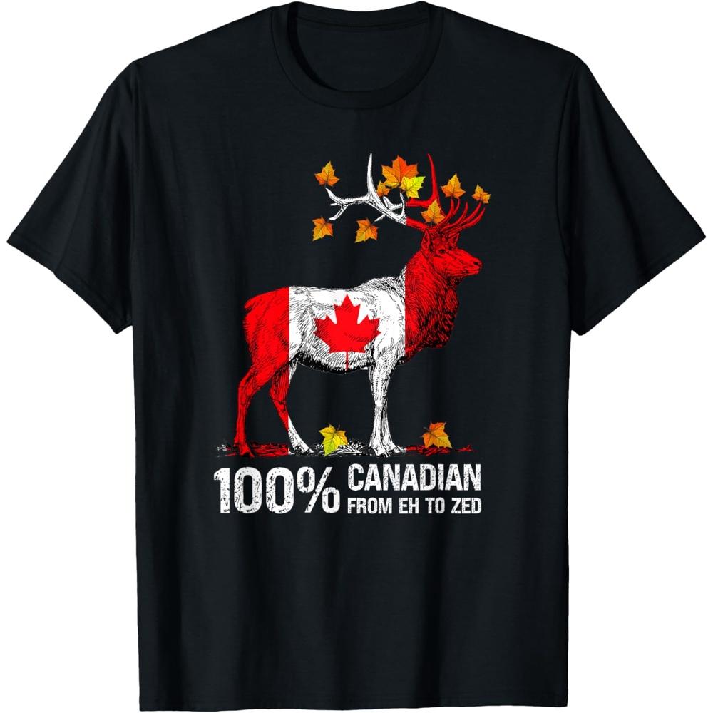 100% Canadian from Eh To Zed Canada Day 2023 Patriotic Flag T-Shirt XS чёрный