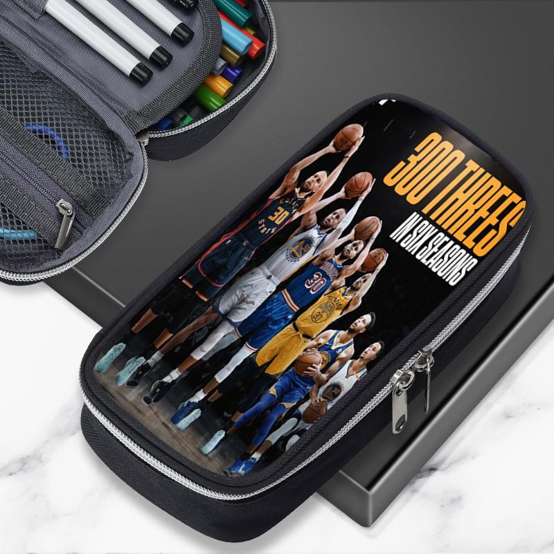 Cartoon NBA Basketball Star Stephen Curry Inspired Pencil Case Kids Boys Girls Large Capacity School Organizer