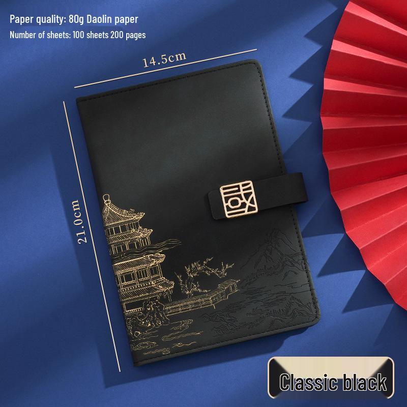 A5 Soft Leather Business Notebook with Custom Logo and Buckle, Enhanced Edition, in Gift Box