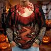 Men's Halloween Print Long Sleeve Neck T-Shirt for Holiday Party