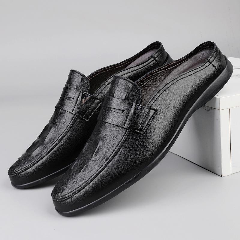 

Fashion Summer Casual Leather Half Slippers Loafers Shoes Men s Comfort Soft Sole Beach Loafers Designer Luxury Fashion Slides Slippers 45