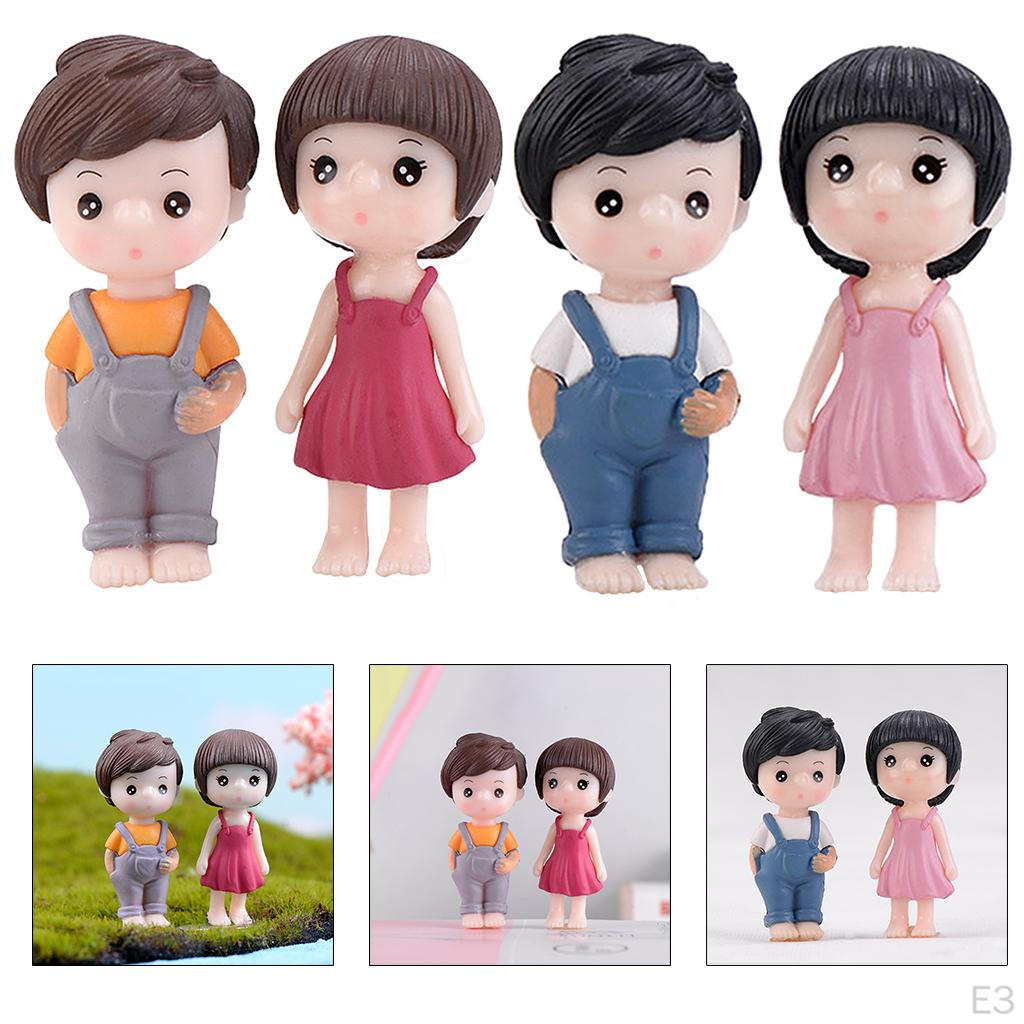 1 Pair Adorable Lovers Couples Ornament Micro Dollhouse Decor