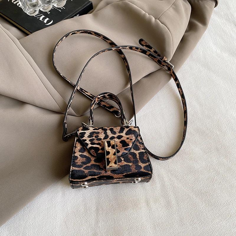 Mini Leopard Square Bag for Women  Small Travel Bag  Designer Crossbody Bag with Short Strap  Fashion