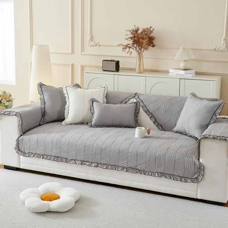 

1 шт. Хлопковый чехол для дивана с подгибкой, однотонный, противогрязезащитный, нескользящий, моющийся, чехол для дивана в форме буквы L для гостиной, дома, эл. A 70x70cm 1pc