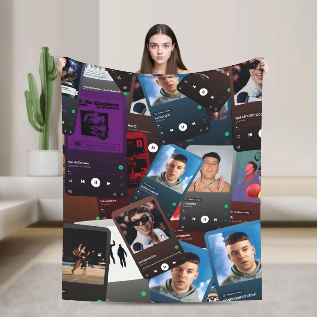Super Soft Blanket Decorative Rapper Quevedo Music Throw Blanket Flannel Bedspread For Bedroom Funny Sofa Bed Cover