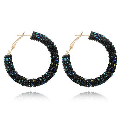 Rhinestone Large Circle Design Women Girls Earrings Ear Studs Plating Alloy Earrings Jewerly Gifts