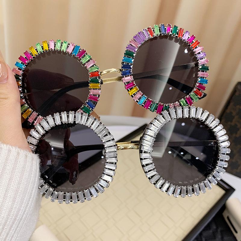Luxury Designer Round Diamond Sunglasses Women Vintage Steampunk UV400 Protection Fashion Shades