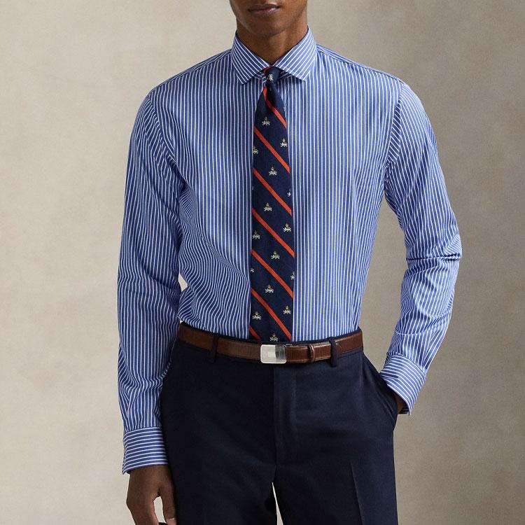 Polo Ralph Lauren Cotton Striped Poplin Shirt Men Shirts Blue MNPOWOV16824001-999