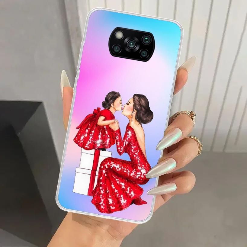 Woman Fashion Girl Super Mom Baby Phone Case for Xiaomi Poco X5 X6 X7 Pro F7 Ultra M7 Redmi 15 15C 13 13C 12 12C 10 10A 10C 9 9A