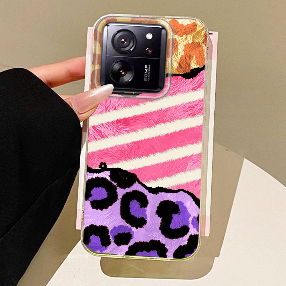 Splicing Purple Leopard Print Girls Phone Case for Xiaomi 13T 14T 11 Lite NE Poco X5 M6 Pro X6 X7 X3 Pro NFC C65 C61 M5S Cover