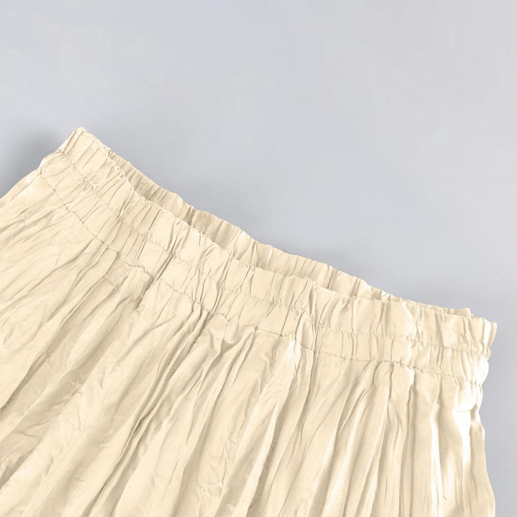 Women's  Casual Pleated Solid Color Half Skirt, Pleated A-line Skirt, Large Swing Floor-length Skirt