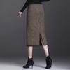Mid-length Thickened Skirt Women's Autumn and Winter Over-the-knee Knitted Hip Skirt Elastic Waist All-match One-step Skirt