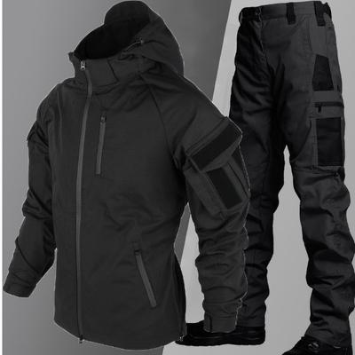 Waterproof Jacket Sets Men Training Suit Outdoor Soft Work Wear Hooded Jackets Pants Set