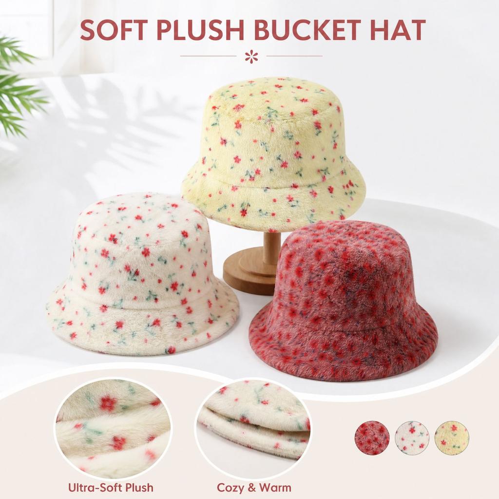 Women's Printed Hat Warm Fisherman Hat for Fall and Winter