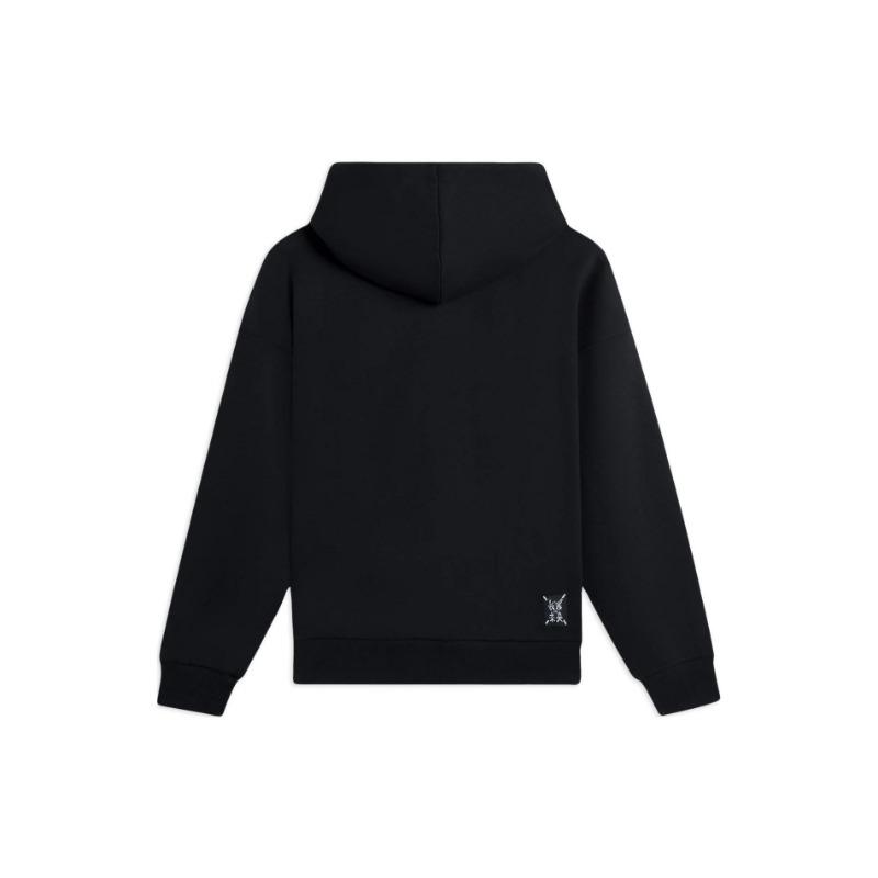 Li-Ning Sports Life Sudadera con Capucha Pulóver Estampado Color Sólido Manga Larga Tops Unisex Negro AWDSB43-1