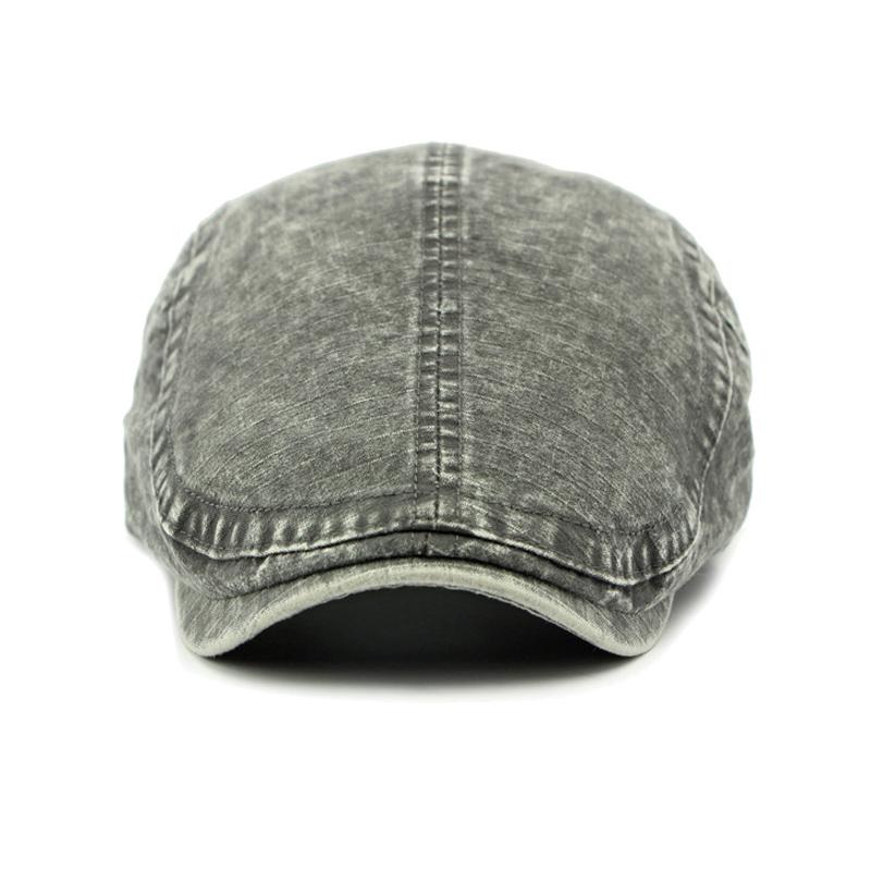 Men Beret British Vintage Denim Plaid Forward Hat Paintsman Hat Peaked Cap