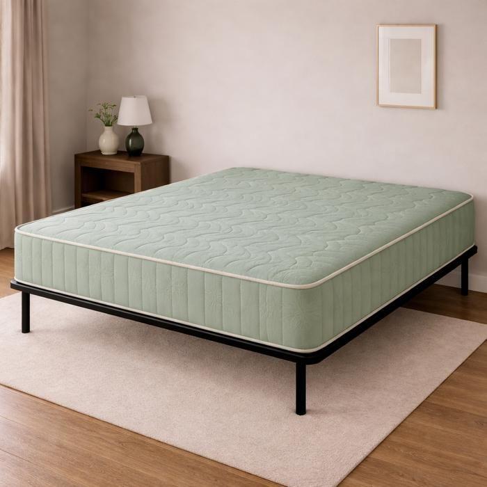 Matelas 70x190 + sommier avec pieds Oreiller Mémoire protège-matelas Mousse poly-latex Indéformable - 18 cm - Ferme