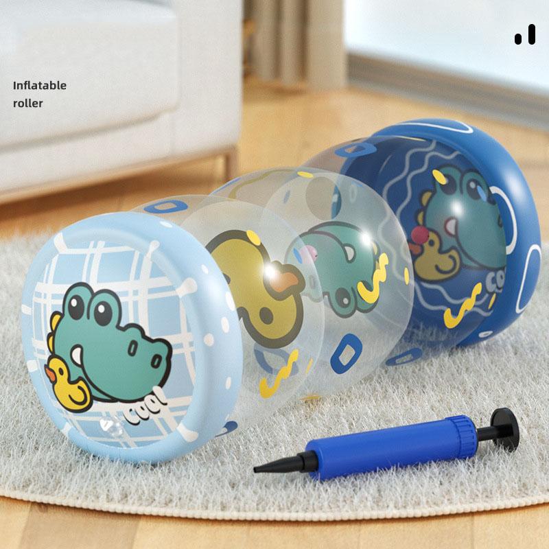 Andador inflable para bebé Tambor de gateo de PVC para bebé Juguetes de ejercicios de gateo para la primera infancia con cascabeles
