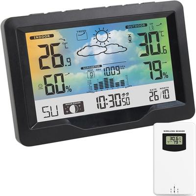2023 drahtlose Wetterstation Forecaster Indoor Outdoor Thermometer Hygrometer mit Sensor Farb-Touchscreen Wecker Kalender