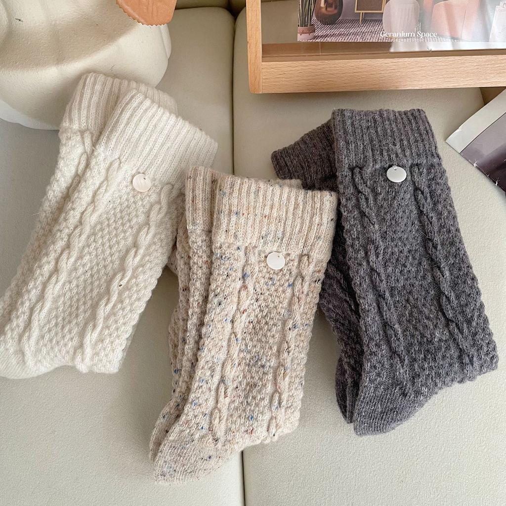 Socks, Women'S Wool Socks, Shell Buckles, Korean Twist Pile Socks, Thickened Plush Stockings, Socks