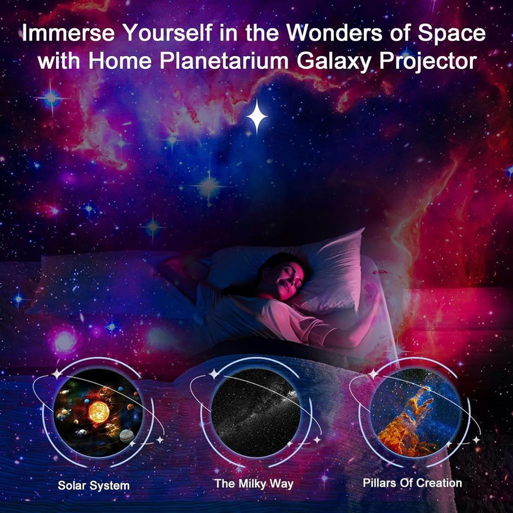 Galaxy Projector Lights, 12 In 1 Planetarium Star Starry Sky Night Light with Solar System Constellation Moon for Bedroom Ceiling Home Room Decor