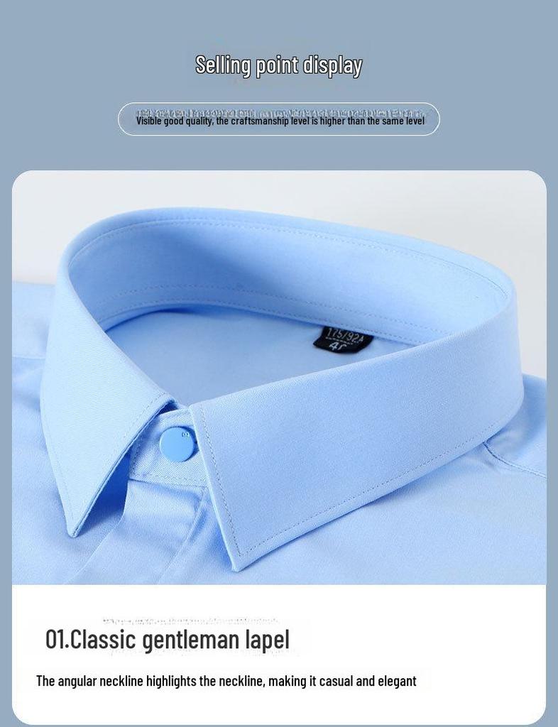 Men's Bamboo Fiber Long-Sleeve Non-Iron Stretch Business Casual Shirt