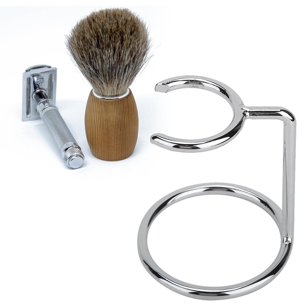 

Men Stainless Steel Shaving Brush Stand Razor Holder for Salon Home Travel Use