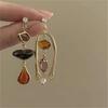 Simple Atmosphere Style Asymmetrical Gem Zircon Dangle Earrings for Women Vintage Chic Statement Earrings Daily Jewelry Wear